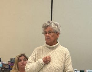 Seniors ask for improved resources in Connecticut Former Norwich City Councilwoman Joanne Philbrick speaks at the community conversation event at the Rose City Senior Center in Norwich Friday.