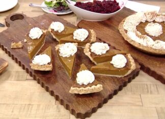 Enjoy Thanksgiving with these healthy eating tips Pumpkin pie, cranberry sauce, and salad served in the kitchen of Intermountain Health....
