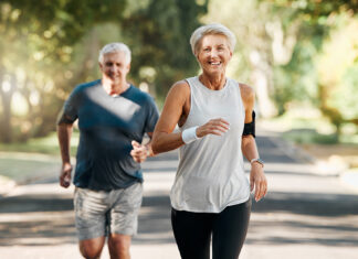 UNK assistant professor discussing the key to healthy aging – UNK News Stock photo of an older couple exercising together.